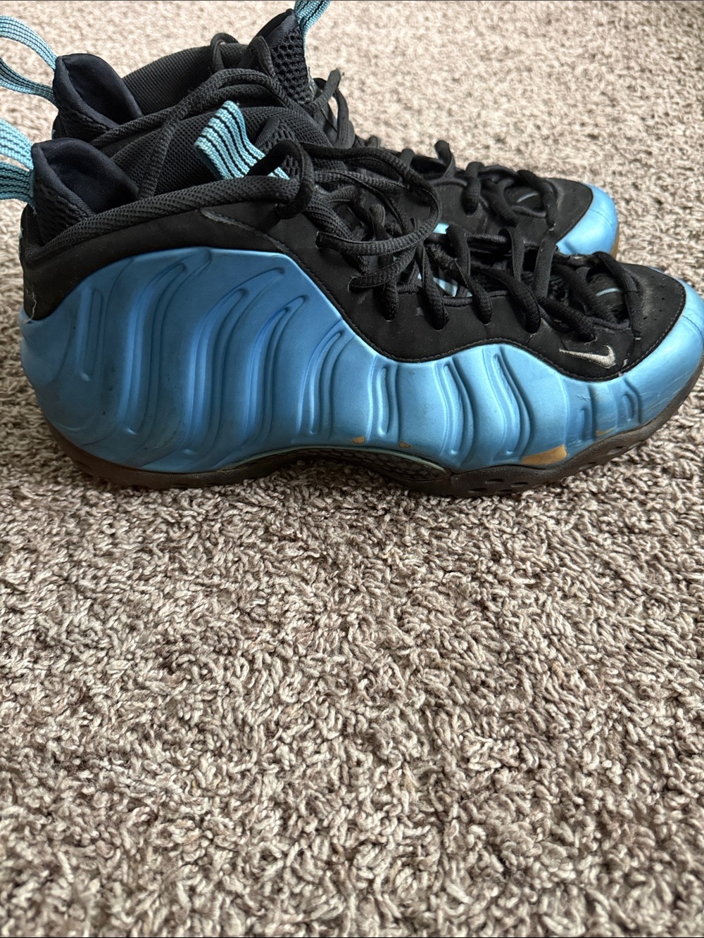 Nike Men's Metallic Blue and Black Foamposite Basketball Shoes sz 13